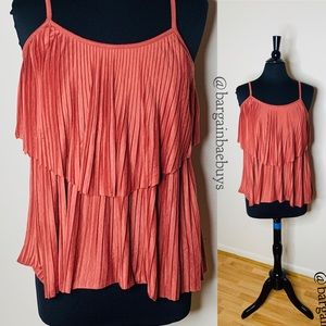Pleated Burnt Orange Tank Blouse